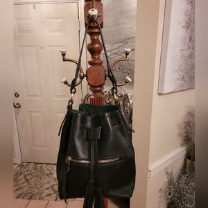 Dooney and Bourke Florentine Small Logan Drawstring Hobo in Black